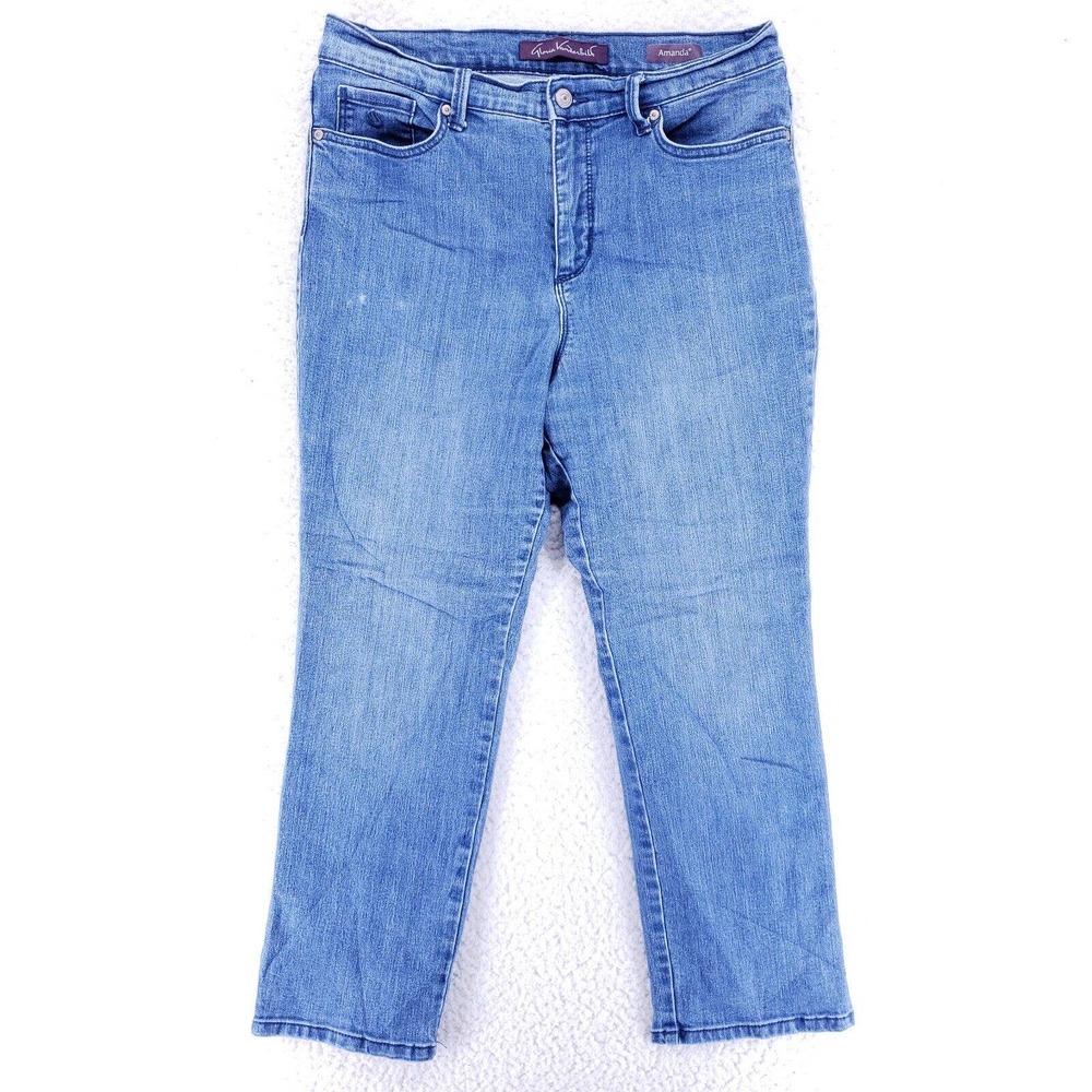 Gloria Vanderbilt Jeans Denim Cotton Womens SZ 12 Blue Straight Stretch VTG Slim